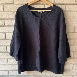 Flax Women's Black Longsleeve Linen Blouse Large